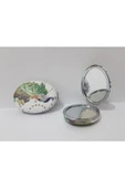 Renkli Çiçekler Desenli Oval Metal Çanta Ayna Kadın Çanta Aynası - 1