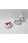 Renkli Çiçekler Desenli Yuvarlak Metal Çanta Ayna Kadın Çanta Aynası - 1