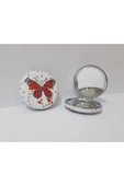 Renkli Çiçekler Desenli Yuvarlak Metal Çanta Ayna Kadın Çanta Aynası - 2