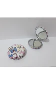 Renkli Çiçekler Desenli Yuvarlak Metal Çanta Ayna Kadın Çanta Aynası - 2