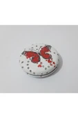 Renkli Çiçekler Desenli Yuvarlak Metal Çanta Ayna Kadın Çanta Aynası - 4