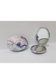 Renkli Çiçekler Desenli Oval Metal Ayna - 1