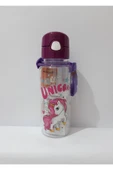 Renkli Çiçekler Suluk 500ml Askılı Şeffaf Su Matarası, - 4