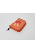 Renkli Çiçekler Kadın Cüzdan  12.5x8.5 CM Turuncu Renk Lale Desenli Kadın Cüzdanı - 4