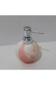 Renkli Çiçekler Mermer Desenli Porselen Yuvarlak Sıvı Sabunluk 15 Cm - 2