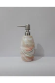 Renkli Çiçekler Sıvı Sabunluk Mermer Desenli Kıvrımlı Porselen Sabunluk 400ml - 1