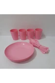 Renkli Çiçekler Piknik Seti 20 Parça Plastik Piknik Için Tabak Bardak Kaşık Çatal Bıçak Set - 6
