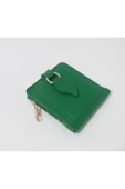 Renkli Çiçekler Kadın Cüzdan 12x10 CM Yeşil Renk Kadın Cüzdanı - 3