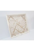 Renkli Çiçekler Çay Tepsi 28x28x3 CM Kare Desenli Çay Tepsisi Sunum Tepsi - 1