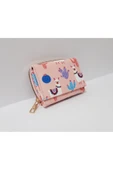 Renkli Çiçekler Çocuk Cüzdan 11x8 CM Pembe Desenli Çocuk Cüzdanı - 1