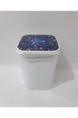 Renkli Çiçekler Kavanoz Kapaklı Plastik 4 Boy Saklama Kavanozu - 5