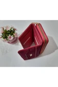 Renkli Çiçekler Kadın Cüzdan Kullanışlı Kırmızı Renk Kadın Cüzdanı 17x10x5 Cm - 4