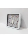 Renkli Çiçekler Masa Saat 15x15x4 CM Desenli Kare Masa Saati - 4