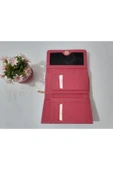 Renkli Çiçekler Kadın Cüzdan Kullanışlı Kırmızı Renk Kadın Cüzdanı 17x10x5 Cm - 3