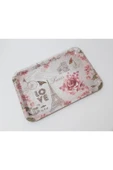 Renkli Çiçekler Melamin Çay Tepsi 33.5x23.5 CM Melamin Çay Kahve Sunum Tepsisi - 5