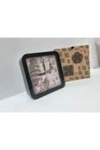 Renkli Çiçekler Masa Saat 15x15x4 CM Desenli Kare Masa Saati - 1