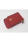 Renkli Çiçekler Kadın Cüzdan 3 Bölmeli Telefon Çanta Cüzdan Kadın Cüzdanı 20x12x5 Cm - 1