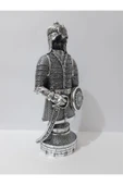 Renkli Çiçekler Metal Döküm Ofis Ev Için Dekoratif Gümüş Zırh Obje 34x14 Cm - 2