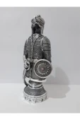 Renkli Çiçekler Metal Döküm Ofis Ev Için Dekoratif Gümüş Zırh Obje 34x14 Cm - 3