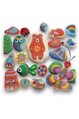 Open Toys Taş Boyama Seti- Doğal Taşlar-Akrilik Boya-Fırça-Ahşap Hepsi Bir Arada Muhteşem Set - 3