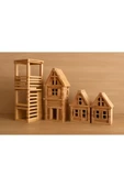 ela777 City Wood Ahşap Bloklar 100 Parça ahşap oyuncak ahşap ev yapımı - 3