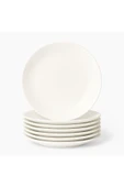 ela777 Moderna 6 Parça 24 Cm Düz Tabak Krem Servis Pasta Tabağı Seramik - 1