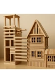 ela777 City Wood Ahşap Bloklar 100 Parça ahşap oyuncak ahşap ev yapımı - 2