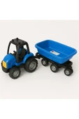 ela777 Erkek Çocuk Oyuncak Römorklu Traktör İş Makinesi Hareketli Kasa Römork Mavi Tarım Aracı 48X19 CM - 3