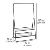 Saban Metal Elbise Askılığı – 2 Katlı Ayakkabılık Raflı Portatif Kıyafet Askı Standı | 92 x 159 x 48 cm - 7