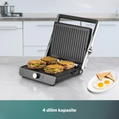 HOMEND Grilliant 1346h Inox Gövdeli Döküm Plakalı Tost Ve Izgara Makinesi thumbnail 5