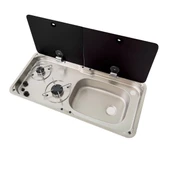 Can 1765 Cam Kapaklı 2 Gözlü Karavan Ocak Evye Kombinasyonu - 2