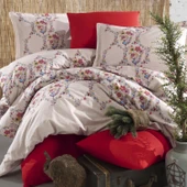 Clasy Ranforce %100 Pamuk Çift Kişilik Nevresim Takımı Navas V1 Kırmızı - 2