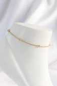 316L Çelik Gold Renk Minimal Topçuk Model Halhal - 1