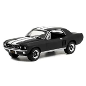 Greenlight 1:64 1967 Ford Mustang Coupe In Black With White Stripes - 1