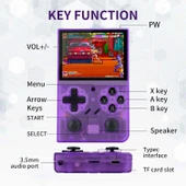 DR35 Plus Retro Oyun Konsolu Linux Sistemi 64G Kart 15000+ Oyun, 3.5 inç IPS Ekran Mor thumbnail 3