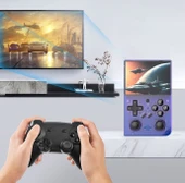 DR35 Plus Retro Oyun Konsolu Linux Sistemi 64G Kart 15000+ Oyun, 3.5 inç IPS Ekran Mor thumbnail 5