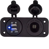 Campasist  5V/1A +2.1A Çift Usb ve 12V Kapaklı Çakmaklık Girişi - 1