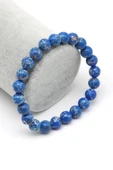 Mavi Varisit Doğal Taş Bileklik 8 mm Küre Kesim thumbnail 1