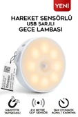 Winesso Gece Lambası Hareket Sensörlü USB Şarjlı Tam Otomatik Led Işık 8 Led Mıknatıslı Gün Işığı - 1