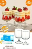 ViATOM Magnolia Tatlı Bardağı 12'lı Mika Puding Kasesi (CAM DEĞİLDİR) +  Diş Fırçası Hediyeli - 1