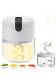 GOCENG Usb Şarjlı Elektrikli Sarımsak Doğrayıcı Küçük Kablosuz Mutfak Robotu Üç Bıçak Blender Rondo 250ml - 1