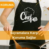Mutfak Önlüğü Sıçramalara Dayanıklı Leke Tutmaz Yıkanabilir Chef Mutfak Önlüğü 55X65 cm - 3