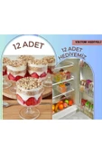 ViATOM Magnolya Bardağı Puding ve Dondurma Kasesi  CAM DEĞİL 12 AD+12'li Buzdolabı Düzenleyici HEDİYELİDİR - 1