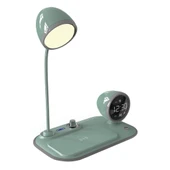 S-link SL-CW21 Yeşil Telefon Uyumlu Fast Şarj 15W Ayarlanabilir Led Işıklı LCD Ekran Double Alarmli Masa Lambası - 3
