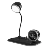 S-link SL-CW21 Siyah Telefon Uyumlu Fast Şarj 15W Ayarlanabilir Led Işıklı LCD Ekran Double Alarmli Masa Lambası - 5