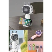 Telefon Tutuculu Şarjlı Mini El Fanı - 3
