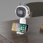Telefon Tutuculu Şarjlı Mini El Fanı - 1