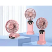 USB Şarjlı Taşınabilir Katlanabilir El Fanı Pembe Renk - 3