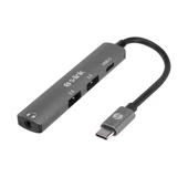 S-link SWV-USBC024 4 in 1 Gri Metal TypeC to 2*USB2.0 USB-C, 3.5mm Aux Port Type C Adaptör - 1