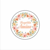 Yuvarlak Çiçek Desenli Kına Nişan Düğün 3x3 cm özel etiket / 50 adet sticker - 1